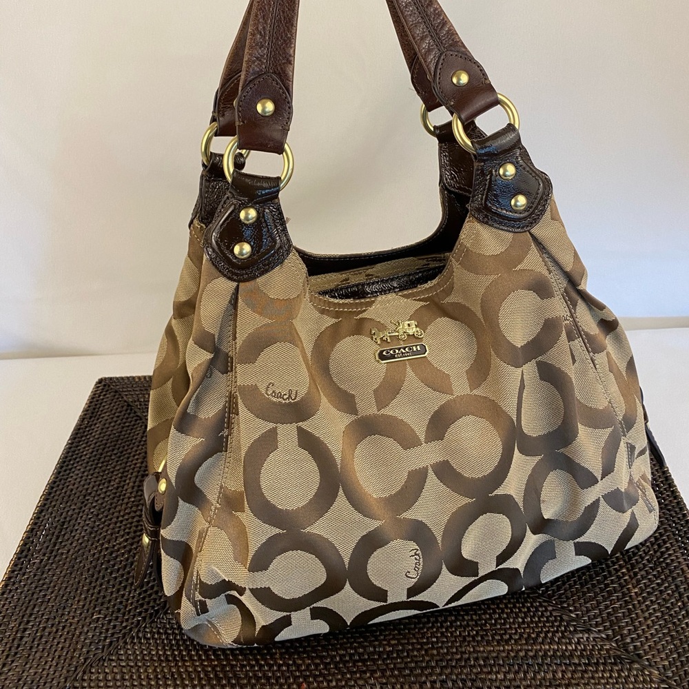 COACH Madison Maggie Optic Shoulder Hobo Brown Bag